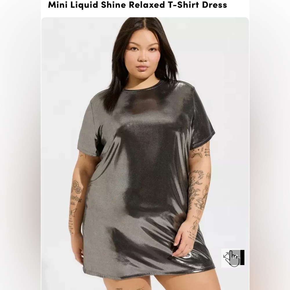 Metallic Gray Women's T-shirt Dress